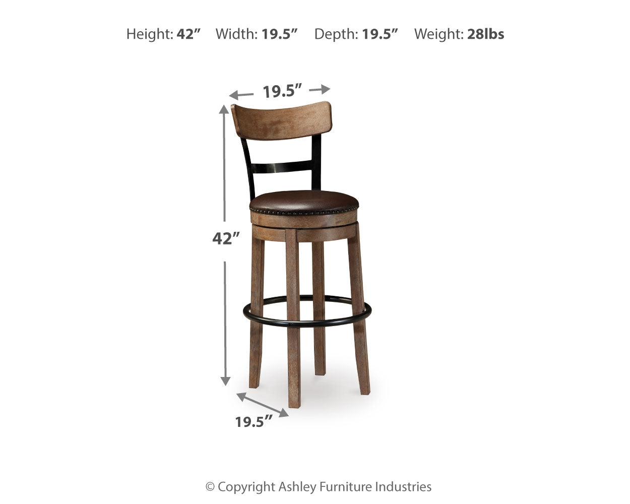 Pinnadel Grayish Brown Bar Height Bar Stool (Set of 2)