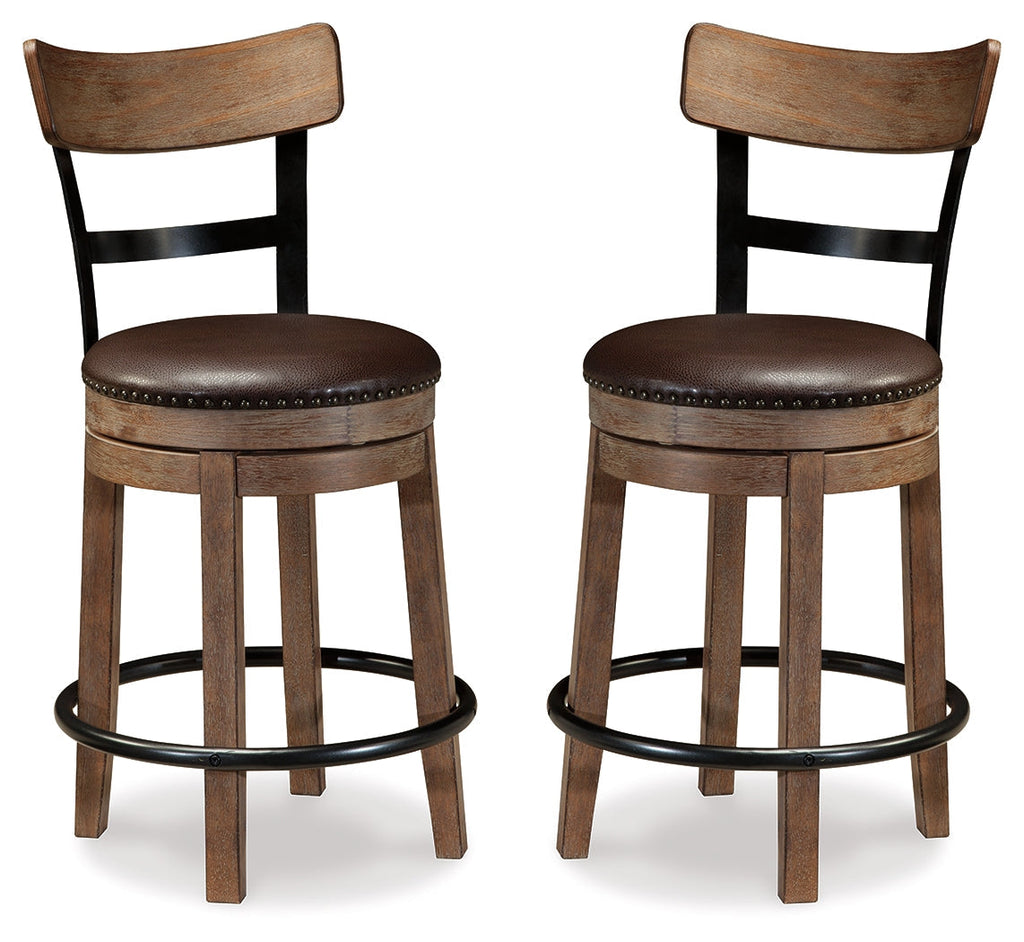 Pinnadel Grayish Brown Counter Height Bar Stool (Set of 2)