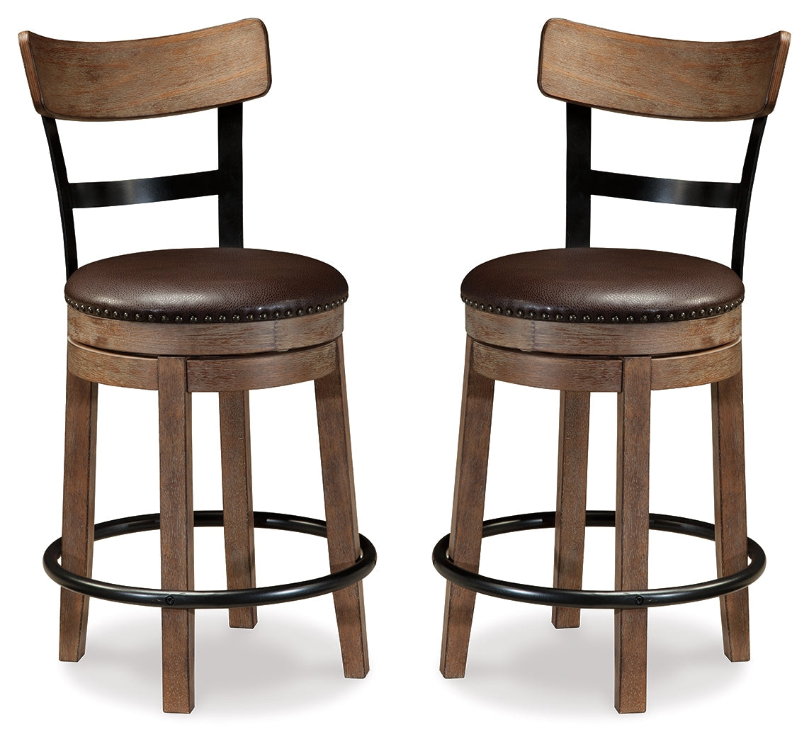 Pinnadel Grayish Brown Counter Height Bar Stool (Set of 2)
