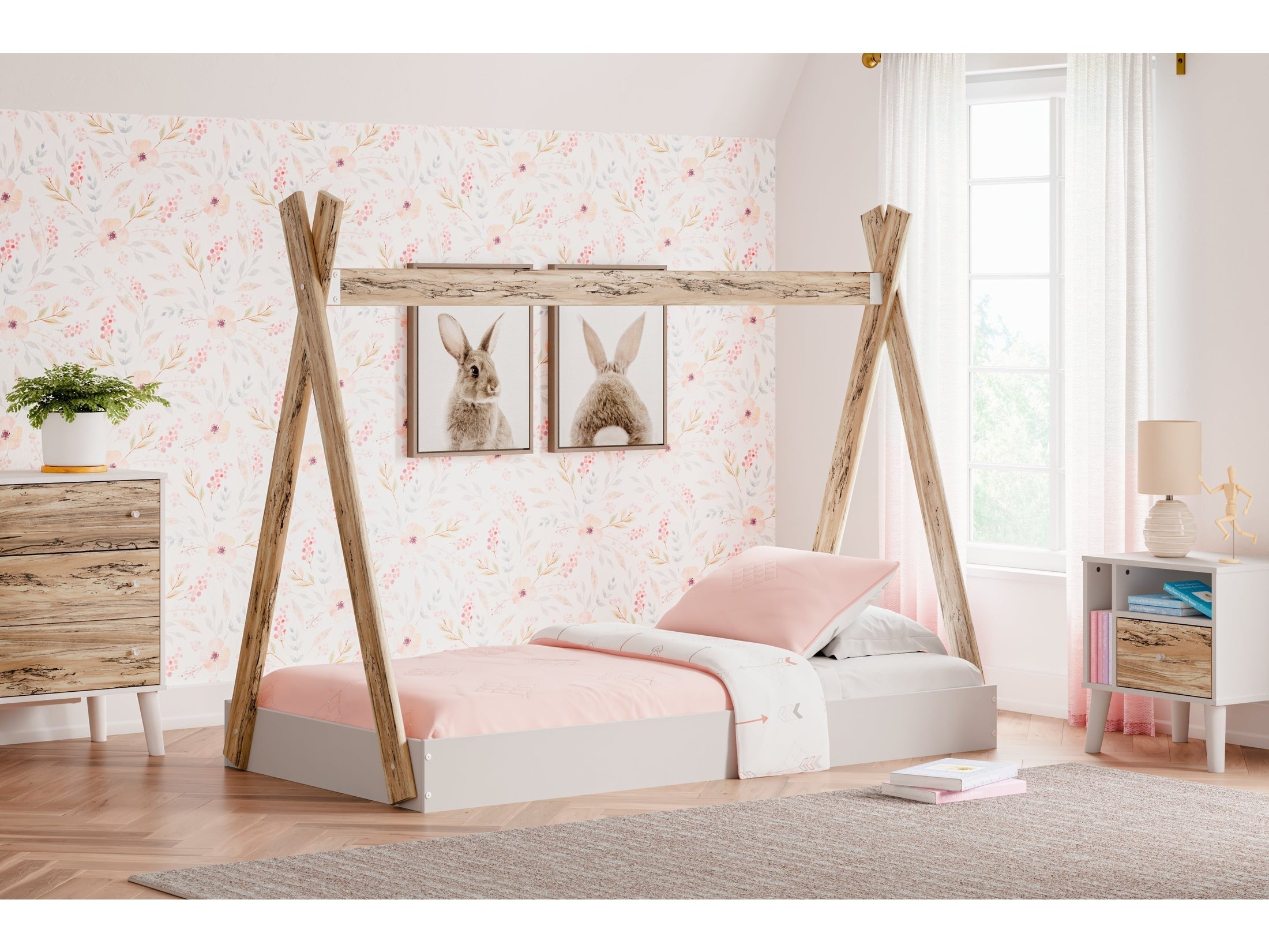 Piperton Two-tone Brown/White Tent Complete Twin Bed in Box