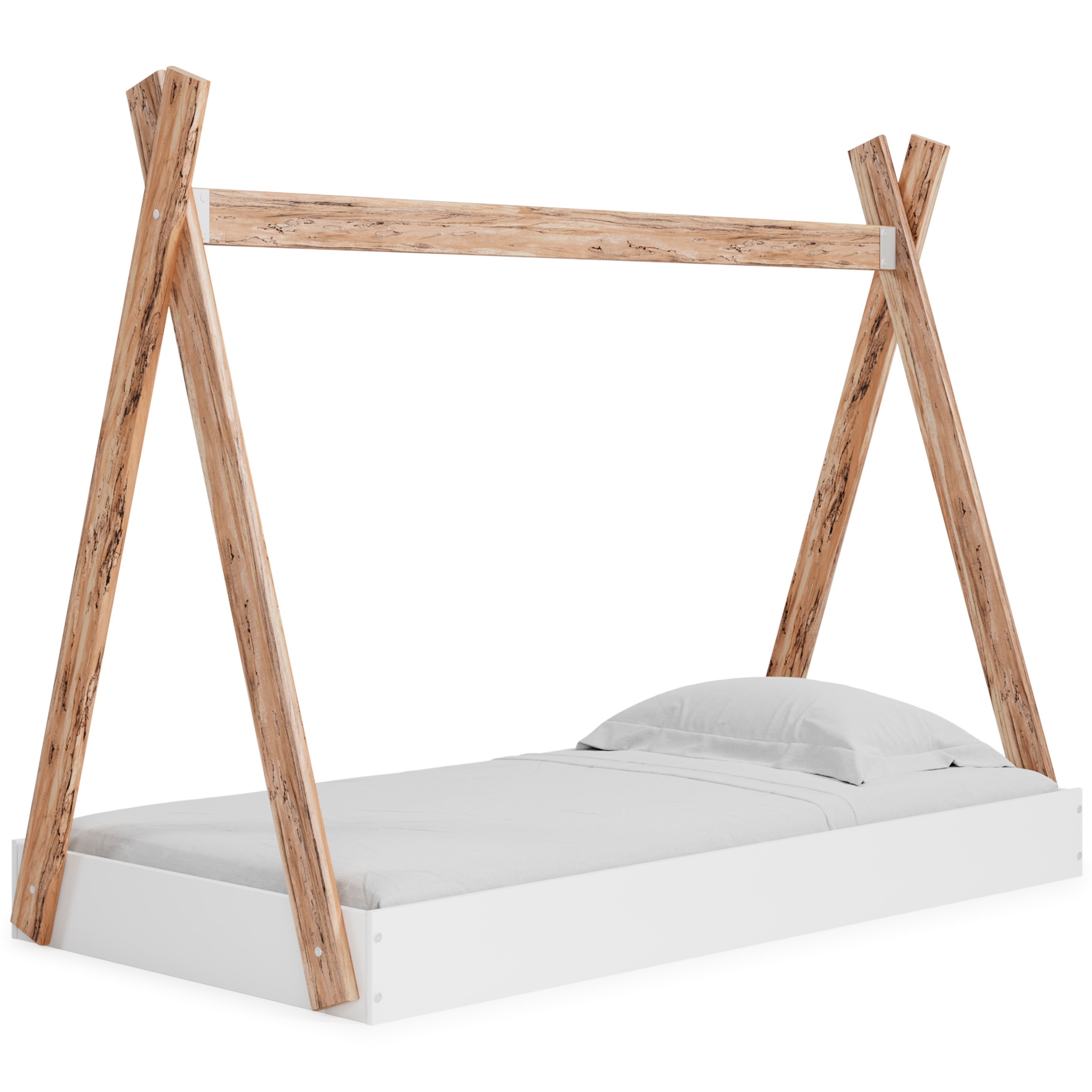 Piperton Two-tone Brown/White Tent Complete Twin Bed in Box