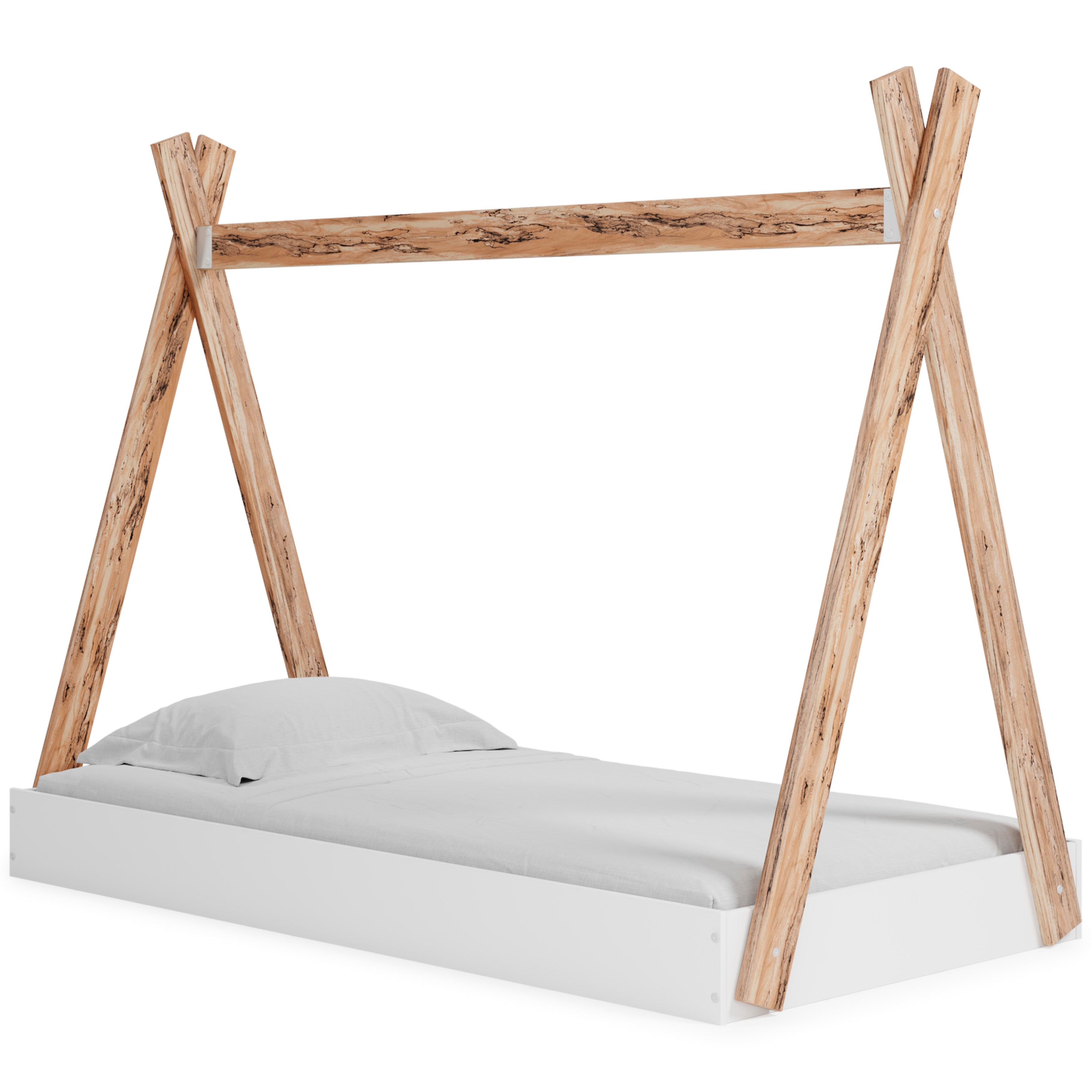 Piperton Two-tone Brown/White Tent Complete Twin Bed in Box