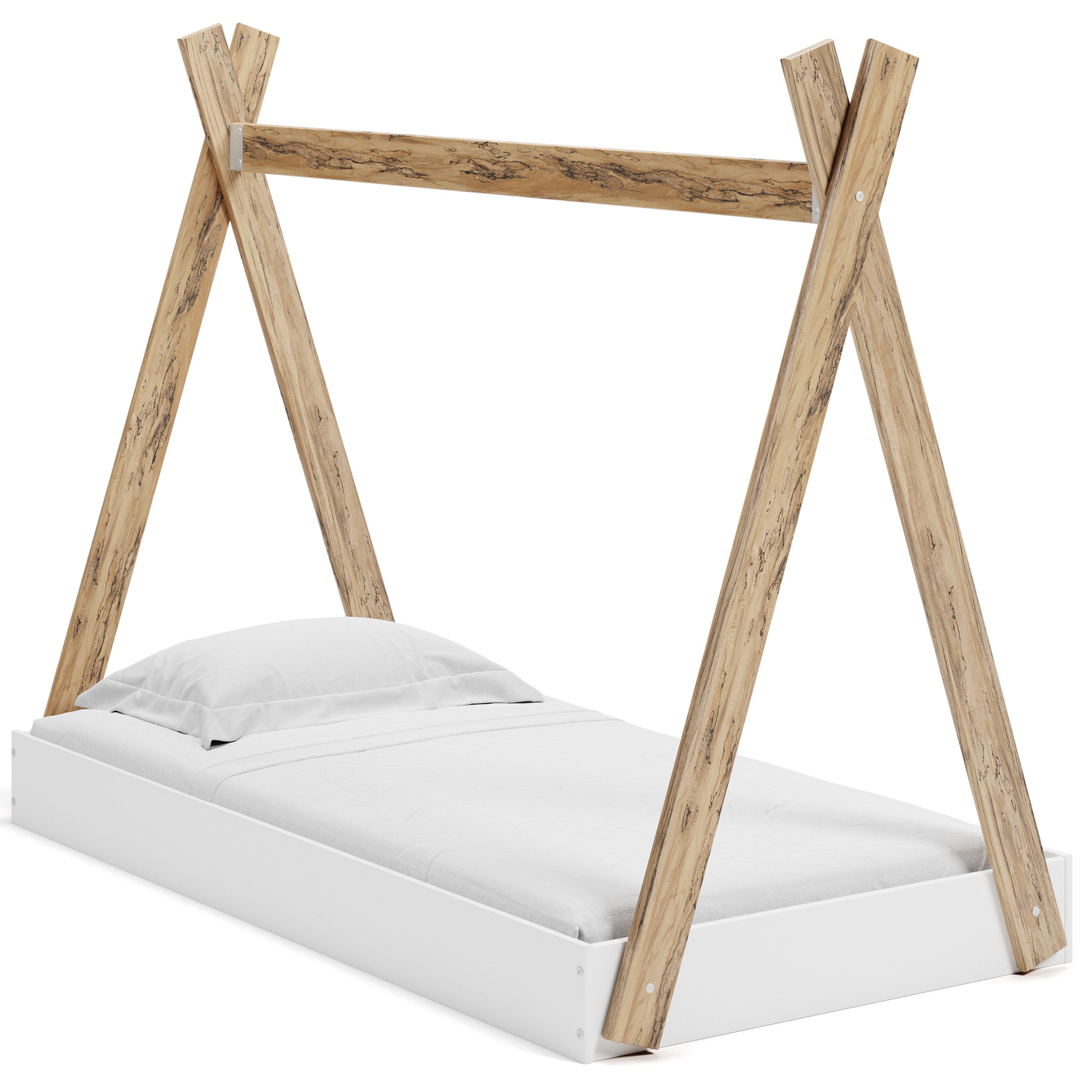 Piperton Two-tone Brown/White Tent Complete Twin Bed in Box