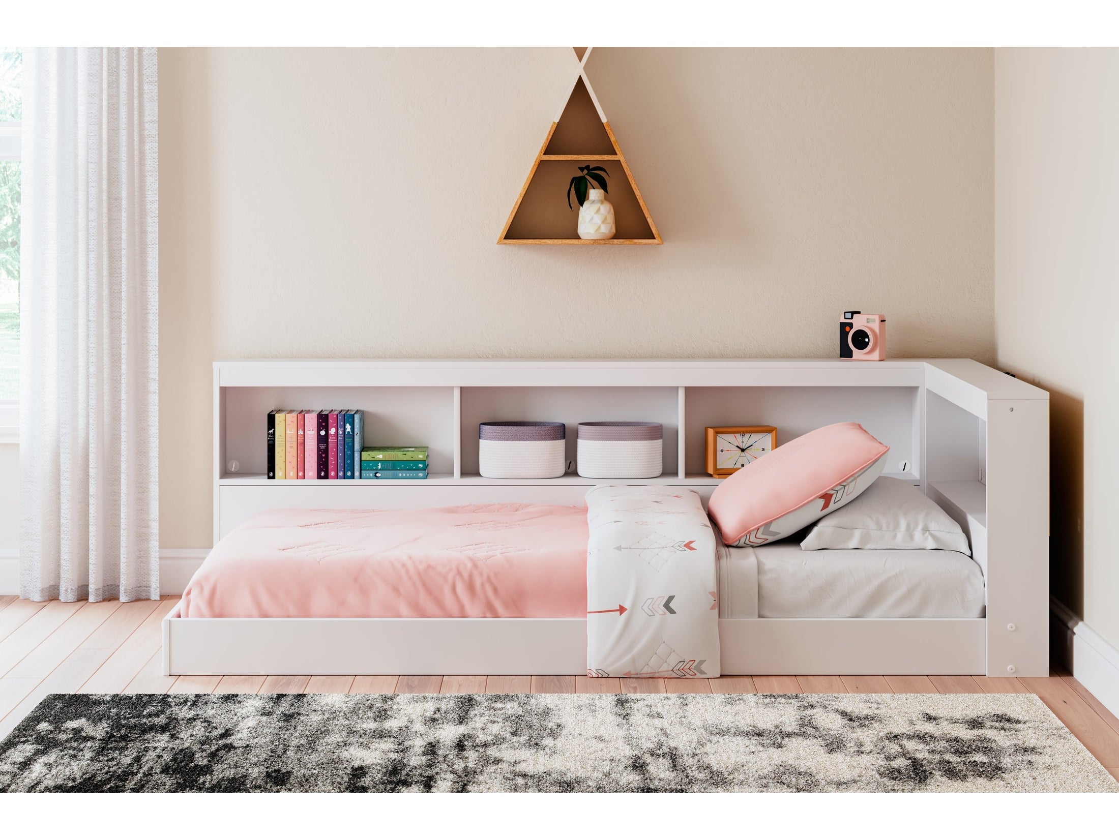 Piperton White Twin Bookcase Storage Youth Bed
