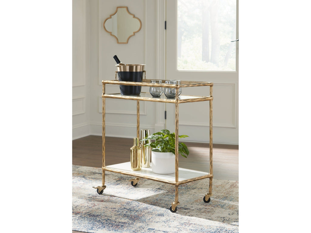 Plattfield Antique Gold Finish Bar Cart