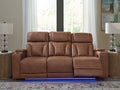 Point Clear Caramel Dual Power Reclining Sofa