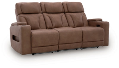 Point Clear Caramel Dual Power Reclining Sofa