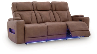 Point Clear Caramel Dual Power Reclining Sofa