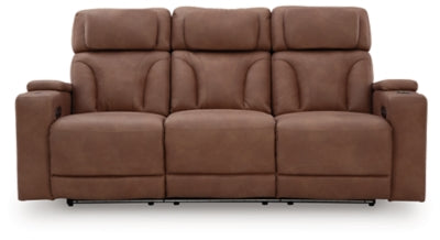 Point Clear Caramel Dual Power Reclining Sofa