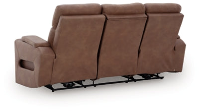 Point Clear Caramel Dual Power Reclining Sofa