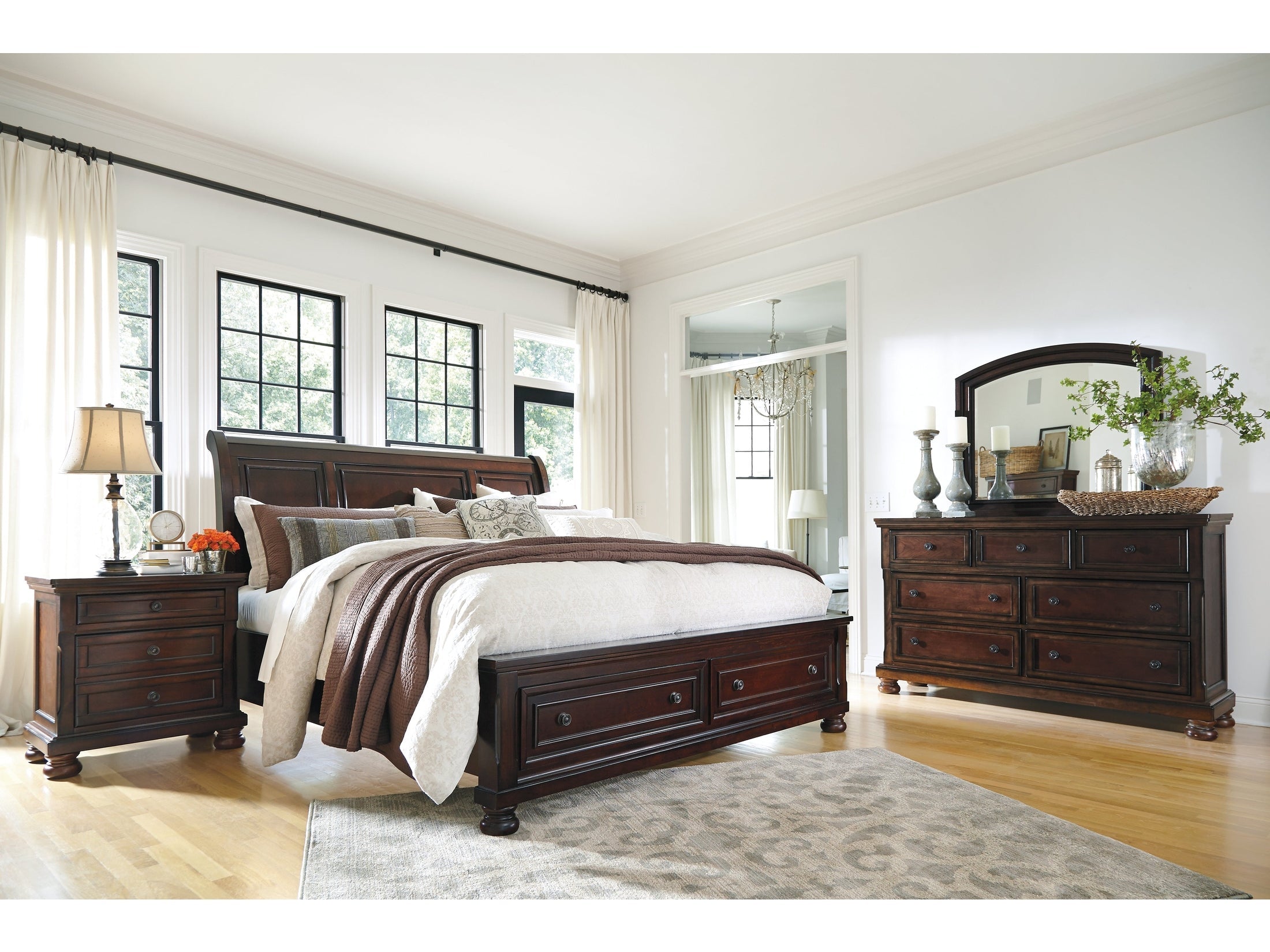 Porter Rustic California King Sleigh Bedroom Set, Brown