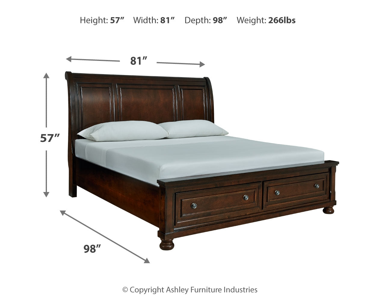 Porter Rustic California King Sleigh Bedroom Set, Brown