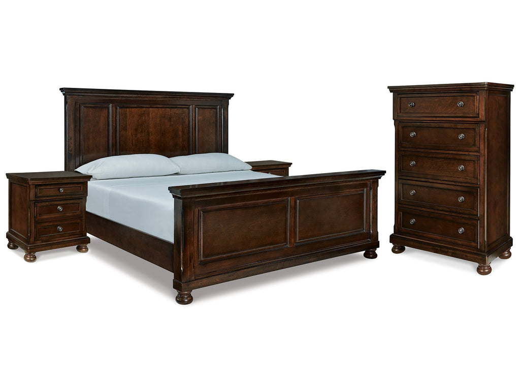 Porter Rustic King Panel Bedroom Set, Brown