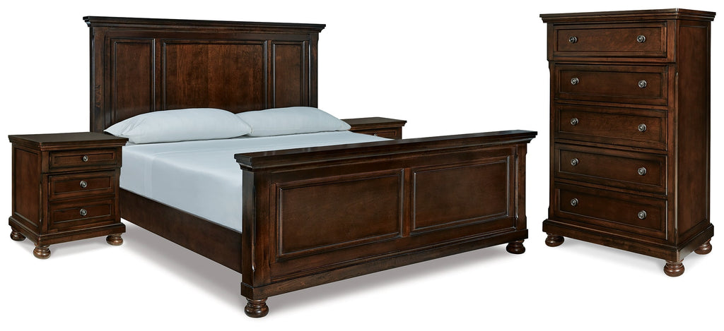 Porter Rustic King Panel Bedroom Set, Brown