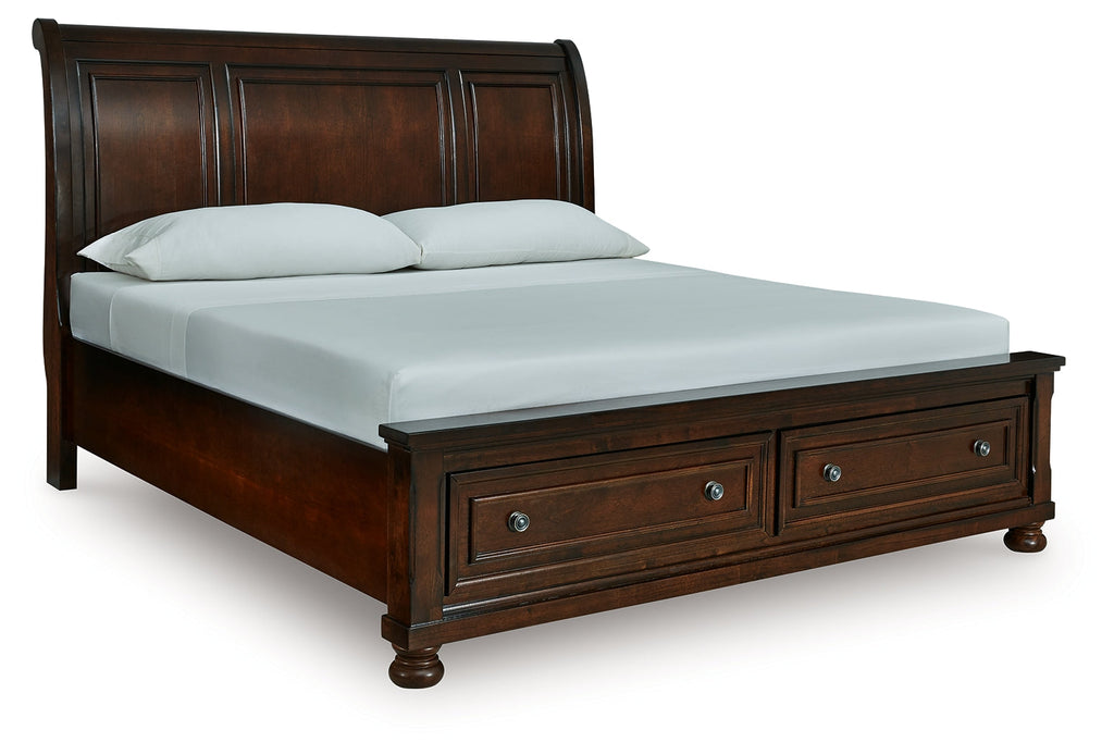 Porter Rustic Brown King Sleigh Storage Bed