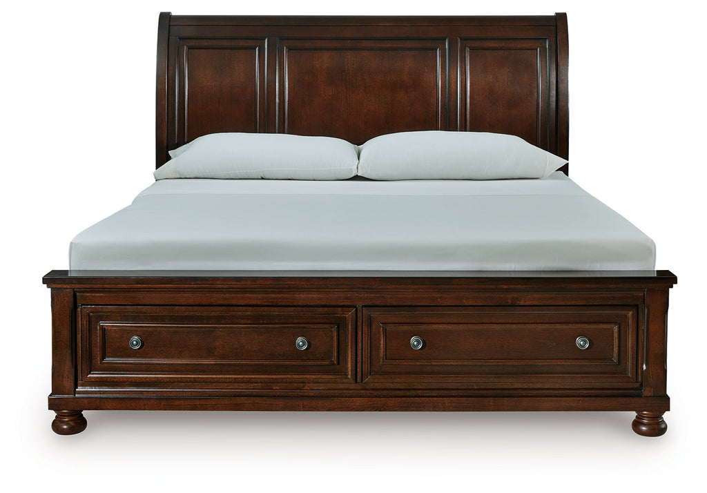 Porter Rustic Brown King Sleigh Storage Bed