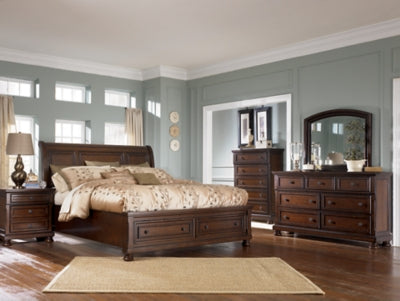 Porter Rustic King Sleigh Storage Bedroom Set, Brown