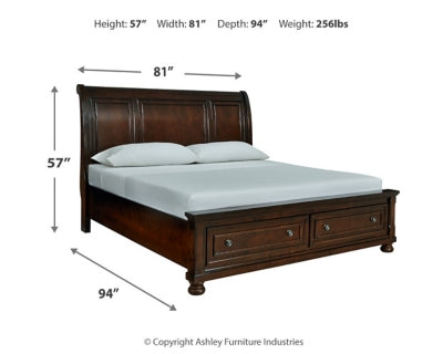 Porter Rustic King Sleigh Storage Bedroom Set, Brown