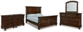 Porter Rustic Queen Panel Bed, Dresser, Mirror and 2 Nightstands, Brown