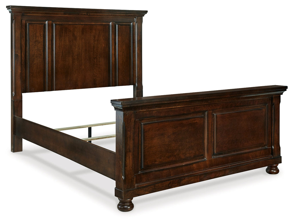 Porter Rustic Queen Panel Bed, Dresser, Mirror and 2 Nightstands, Brown