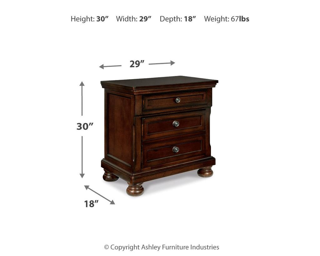 Porter Rustic Queen Panel Bed, Dresser, Mirror and 2 Nightstands, Brown