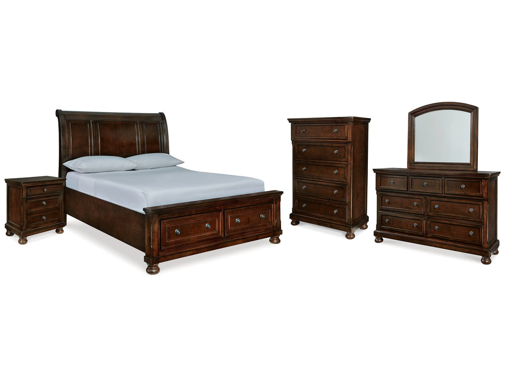 Porter Rustic Queen Sleigh Bedroom Set, Brown