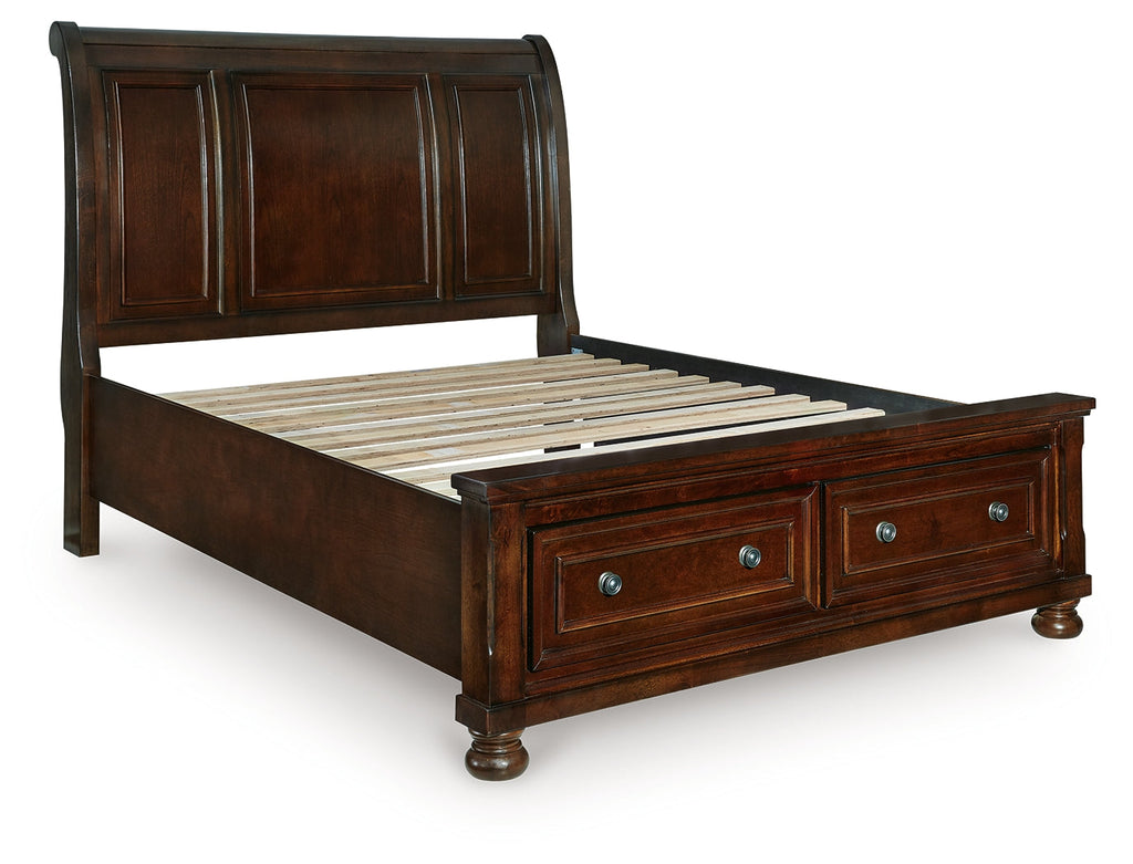 Porter Rustic Brown Queen Sleigh Storage Bed