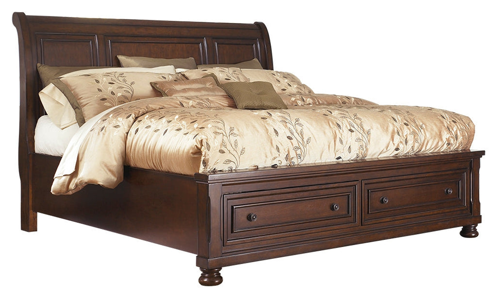 Porter Rustic Queen Sleigh Storage Bedroom Set, Brown