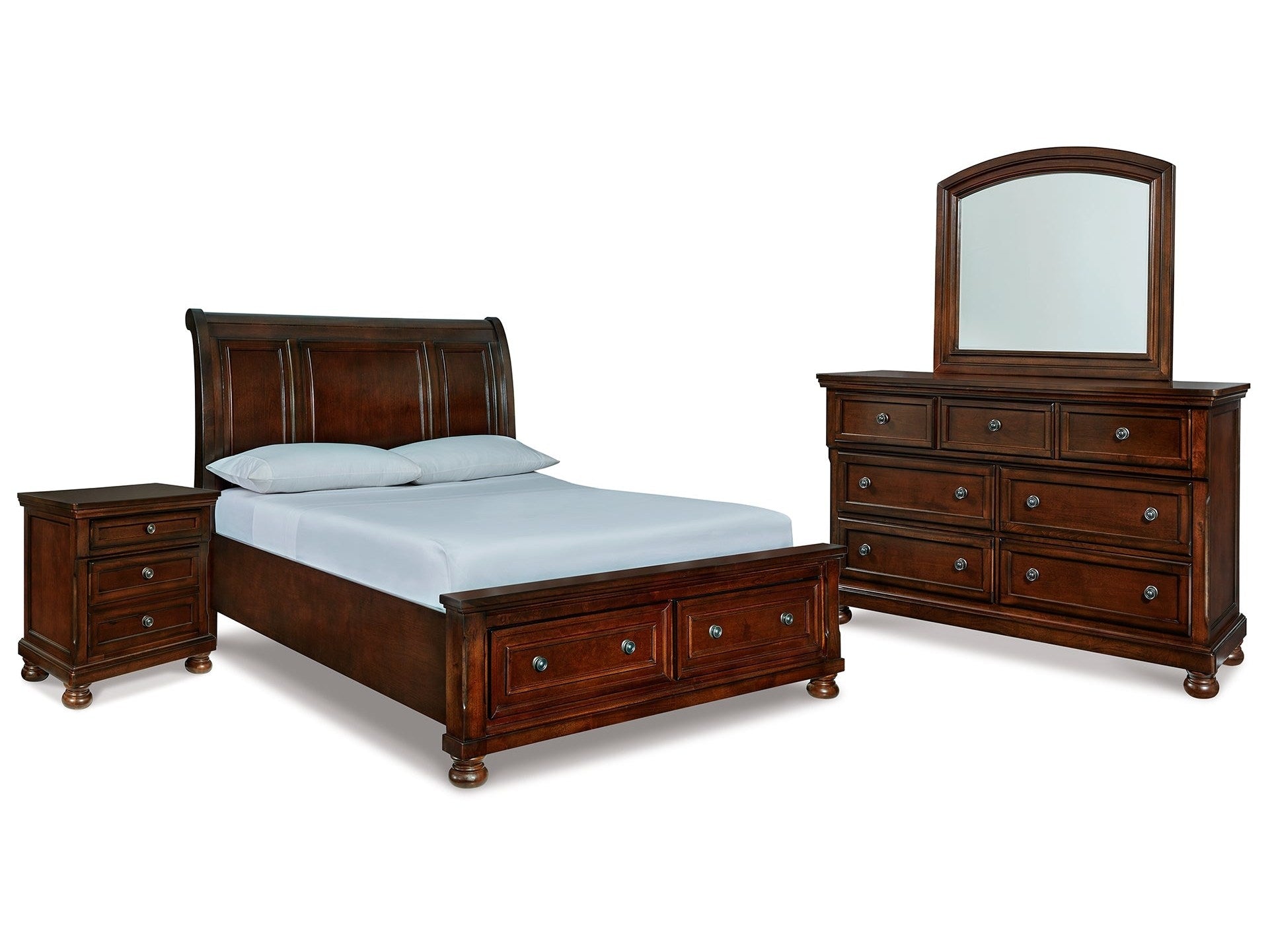 Porter Rustic Queen Sleigh Storage Bedroom Set, Brown