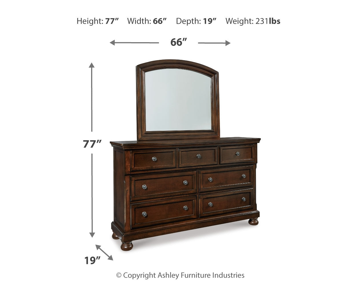 Porter Rustic Queen Sleigh Storage Bedroom Set, Brown