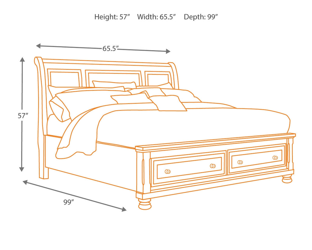 Porter Rustic Queen Sleigh Storage Bedroom Set, Brown