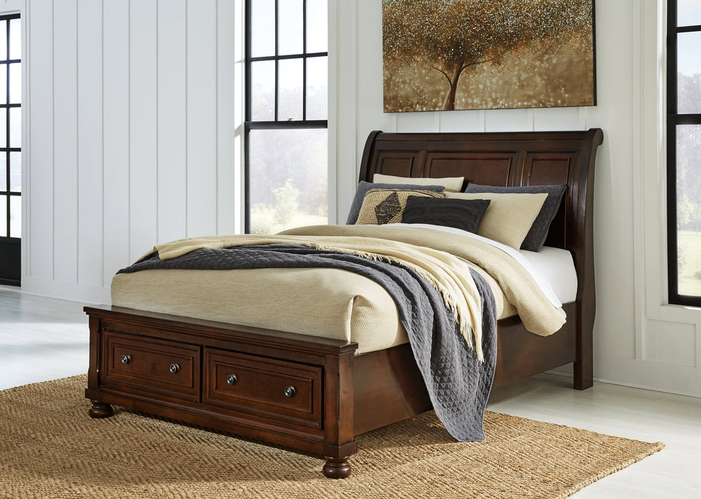 Porter Rustic Queen Sleigh Storage Bedroom Set, Brown