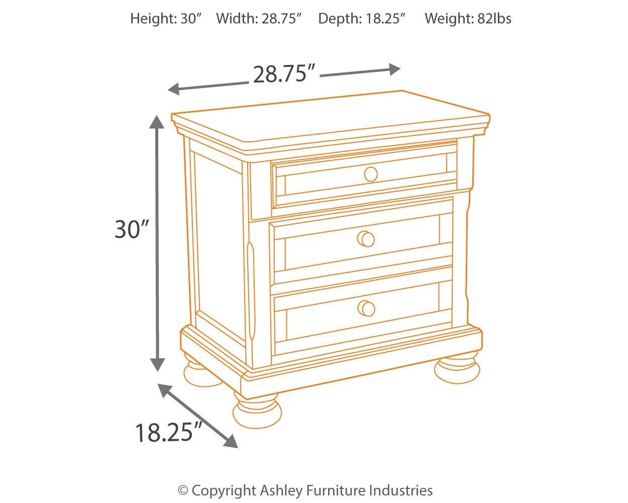 Porter Rustic Brown Two Drawer Nightstand
