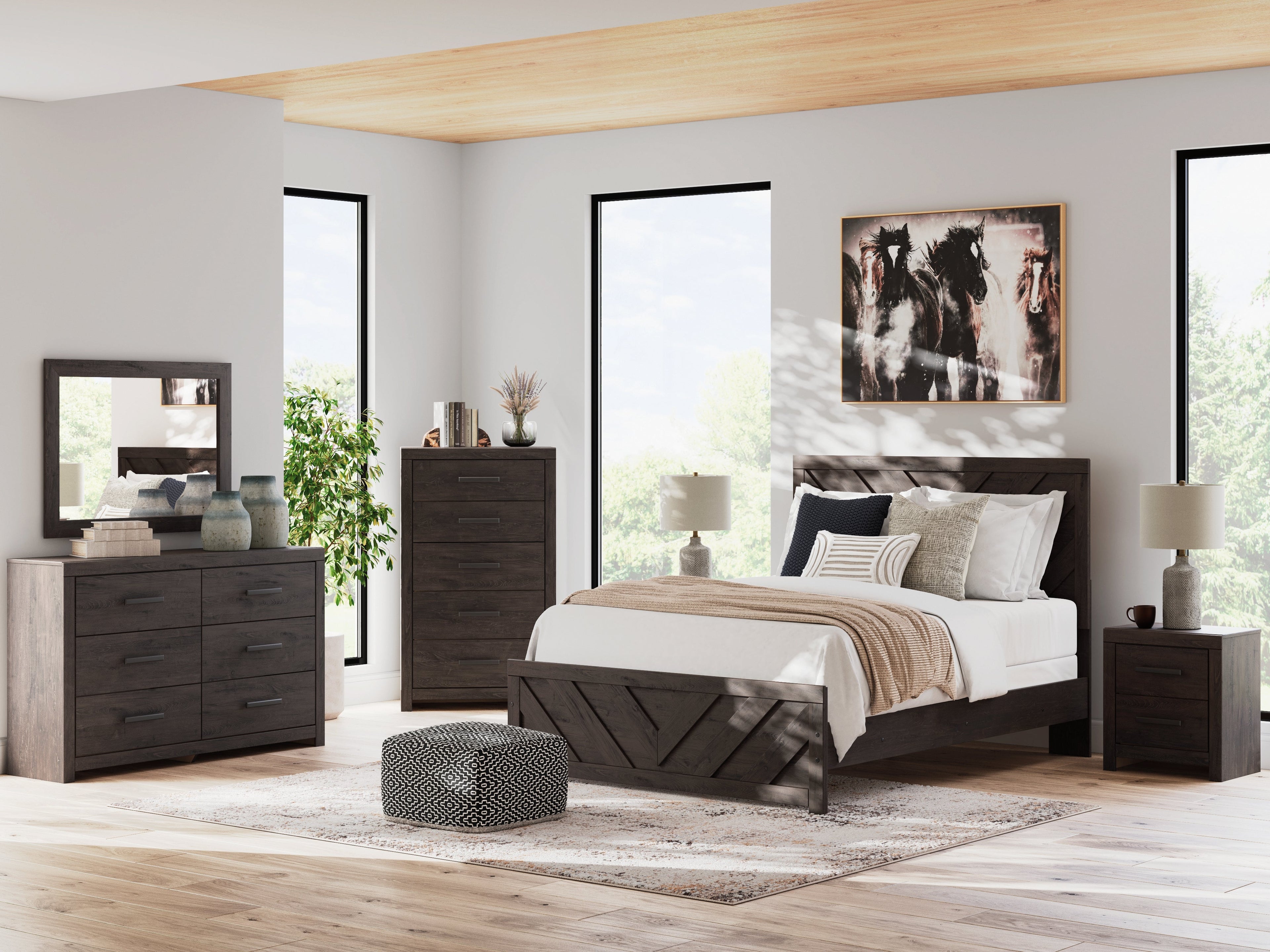 Prendonea Charcoal Dresser & Mirror