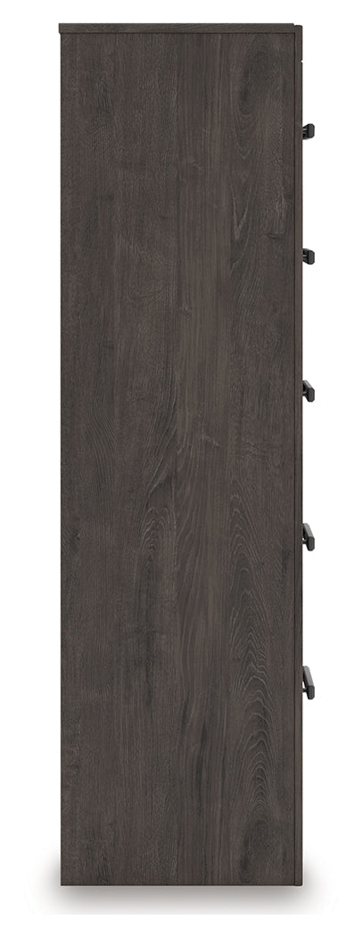 Prendonea Full Panel Bed, Dresser, Mirror, Chest and Nightstand, Charcoal