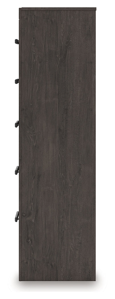 Prendonea Full Panel Bed, Dresser, Mirror, Chest and Nightstand, Charcoal