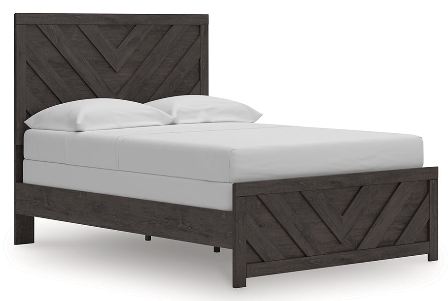 Prendonea Full Panel Bed, Dresser, Mirror, Chest and Nightstand, Charcoal