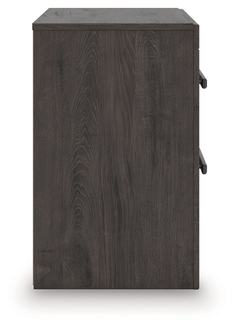 Prendonea Full Panel Bed, Dresser, Mirror, Chest and Nightstand, Charcoal
