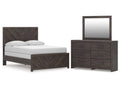 Prendonea Charcoal Full Panel Bed, Dresser and Mirror