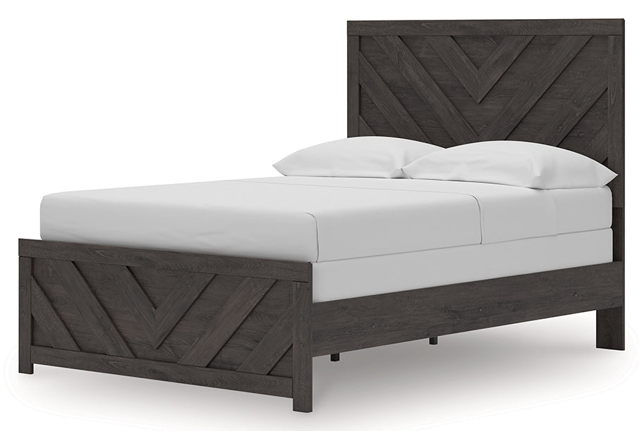 Prendonea Charcoal Full Panel Bed, Dresser and Mirror