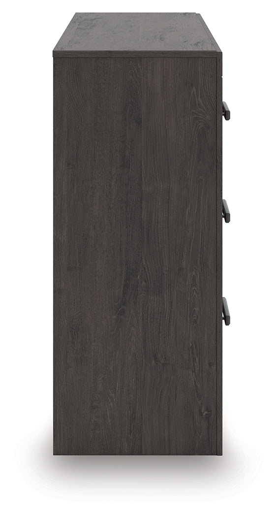 Prendonea Charcoal King Panel Bed, Dresser and 2 Nightstands