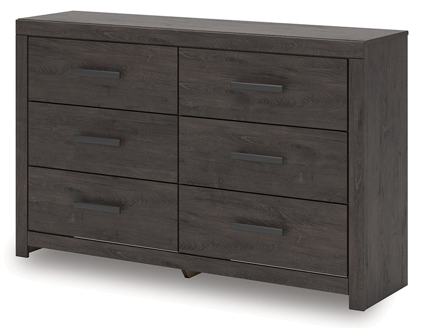 Prendonea Charcoal King Panel Bed, Dresser and 2 Nightstands