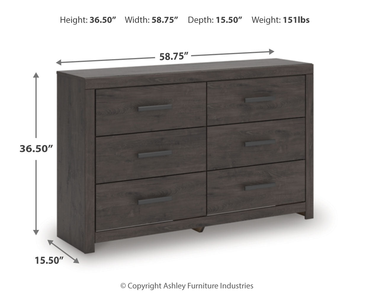Prendonea Charcoal King Panel Bed, Dresser and 2 Nightstands