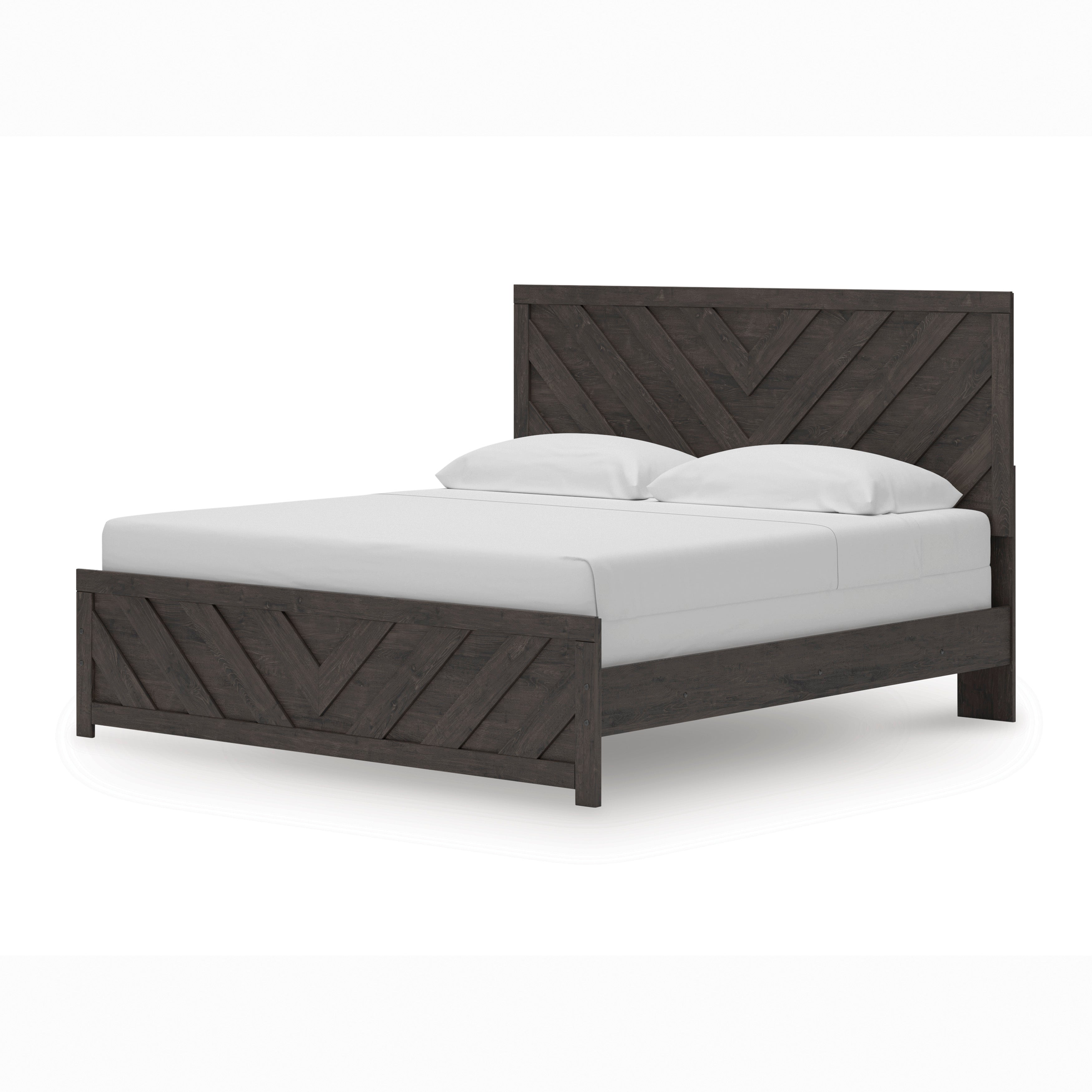 Prendonea Charcoal King Panel Bed, Dresser and Nightstand