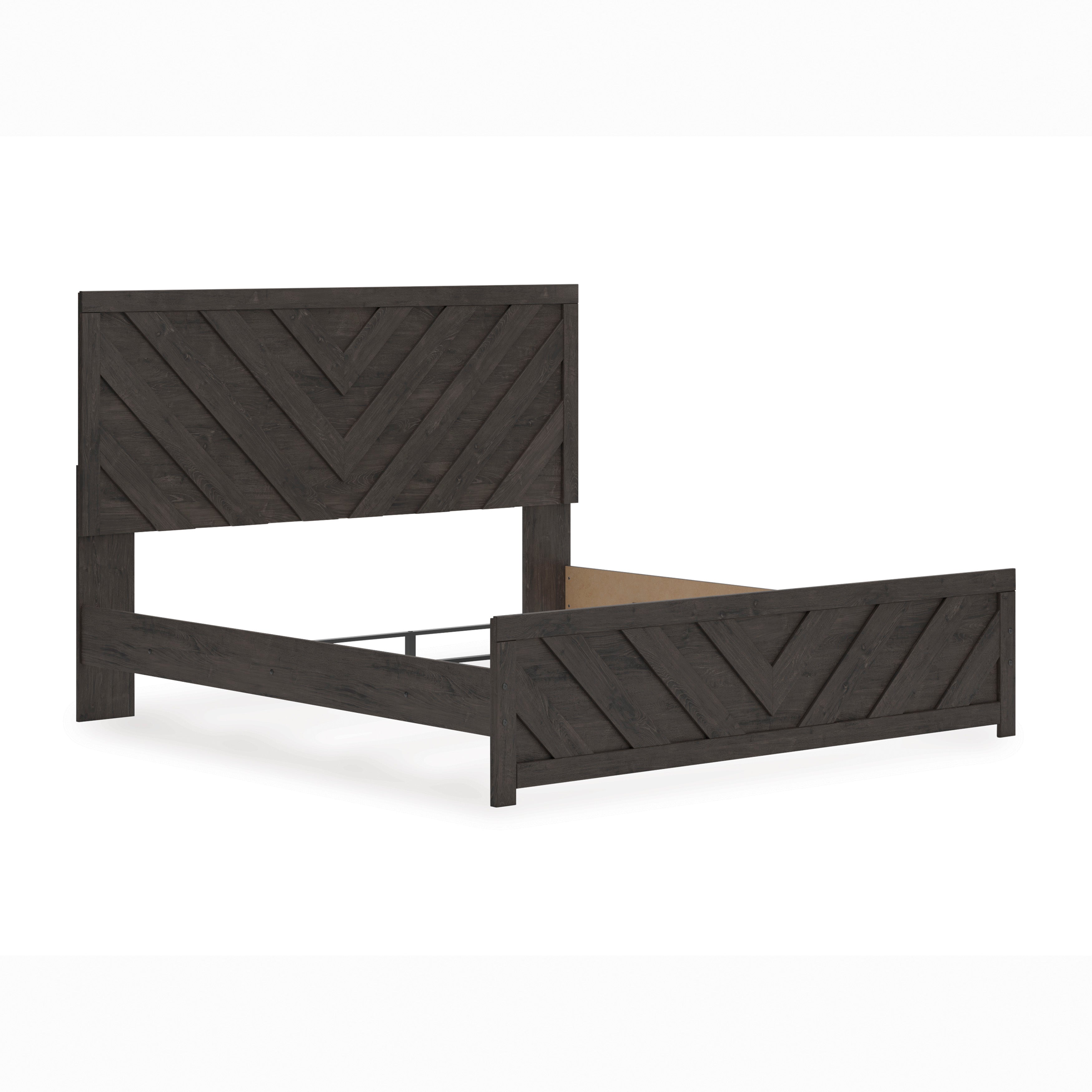 Prendonea King Panel Bed, Dresser, Mirror, Chest and 2 Nightstands, Charcoal
