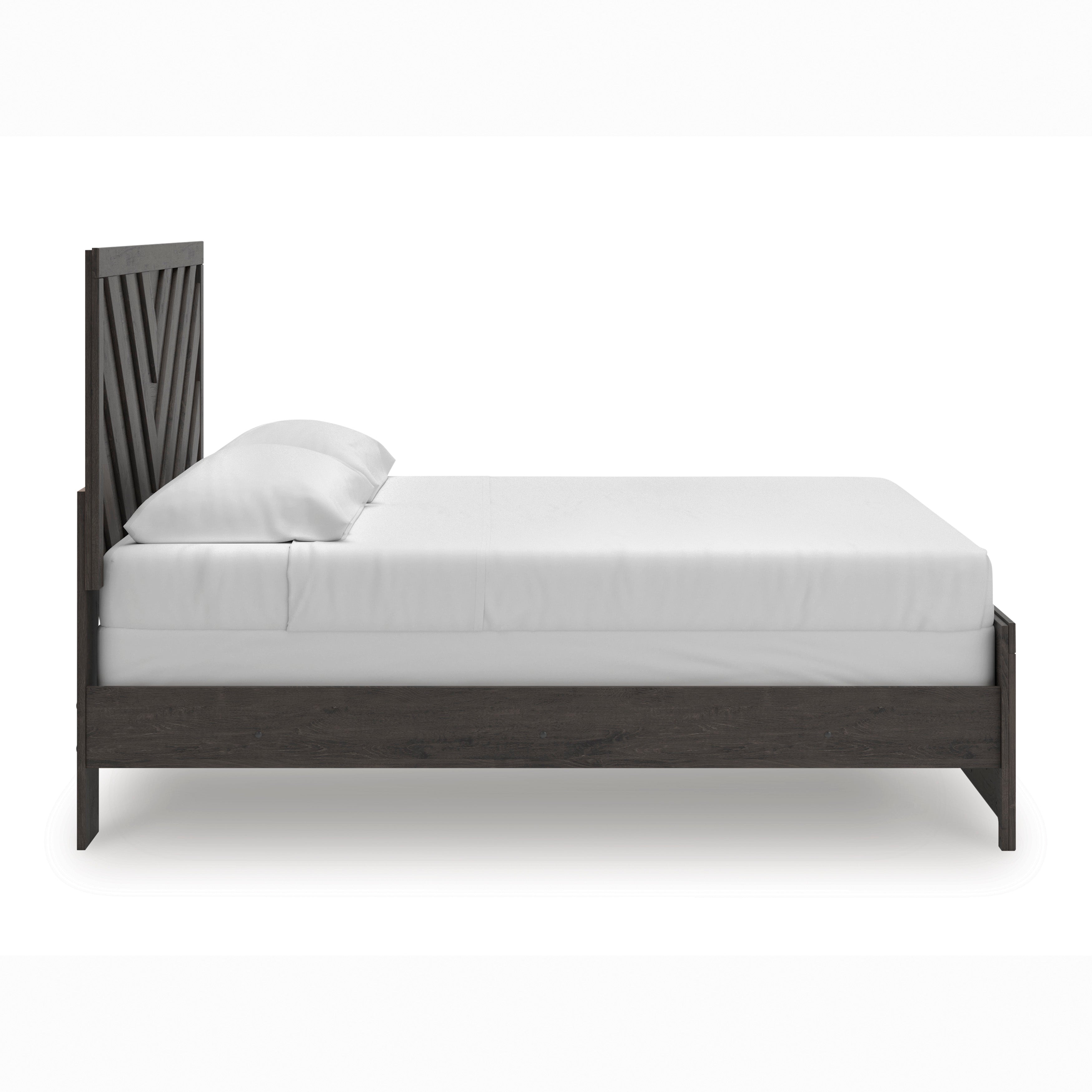 Prendonea King Panel Bed, Dresser, Mirror, Chest and 2 Nightstands, Charcoal