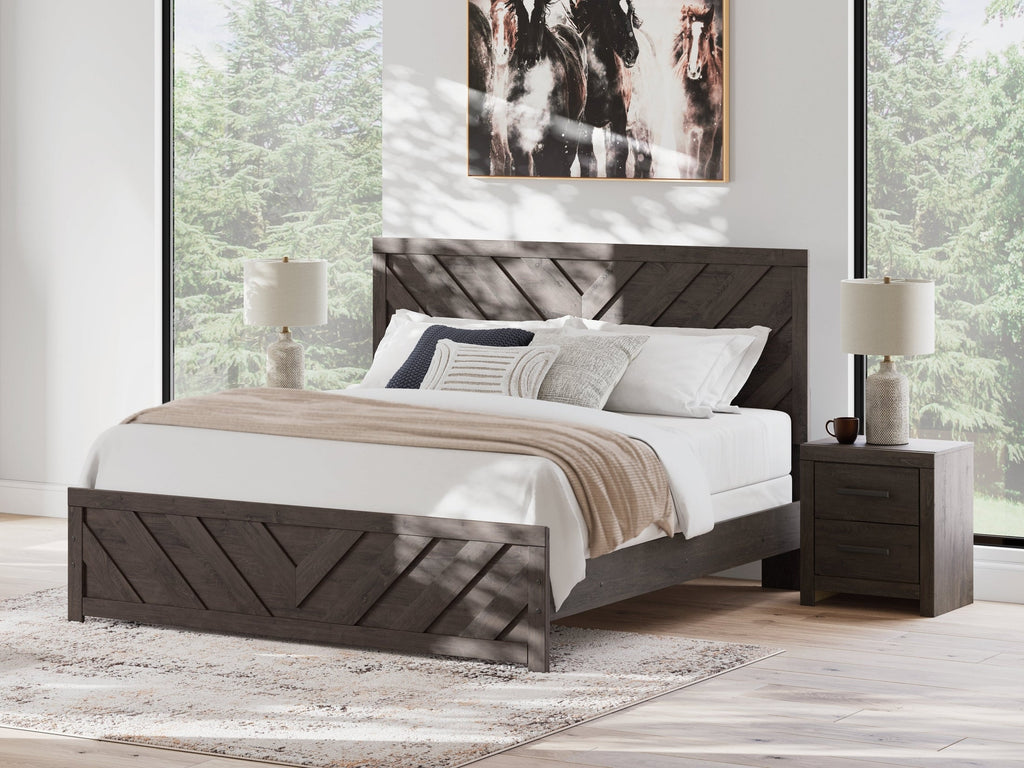 Prendonea Charcoal King Panel Bed