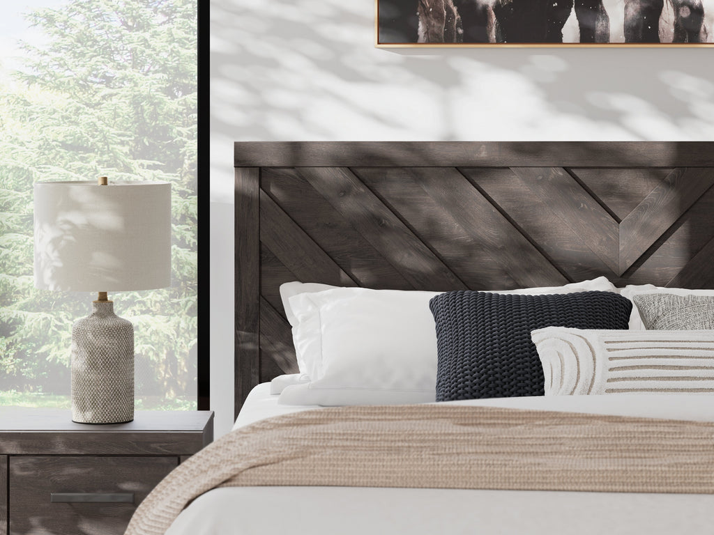 Prendonea Charcoal King Panel Bed