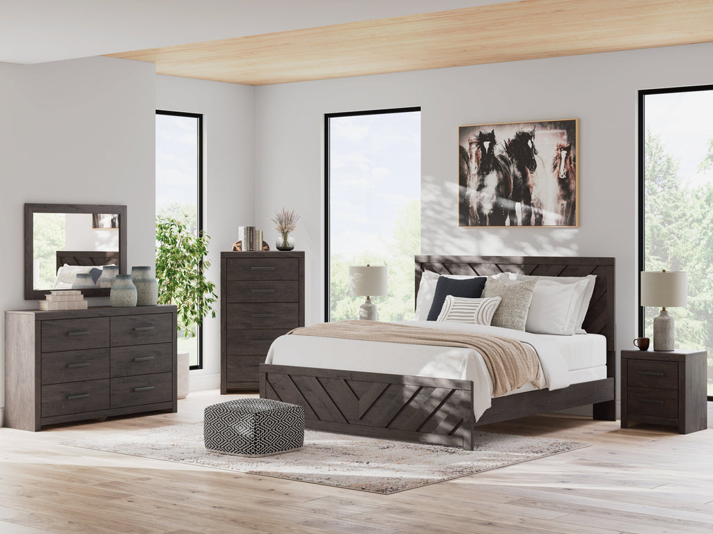 Prendonea Charcoal King Panel Bed