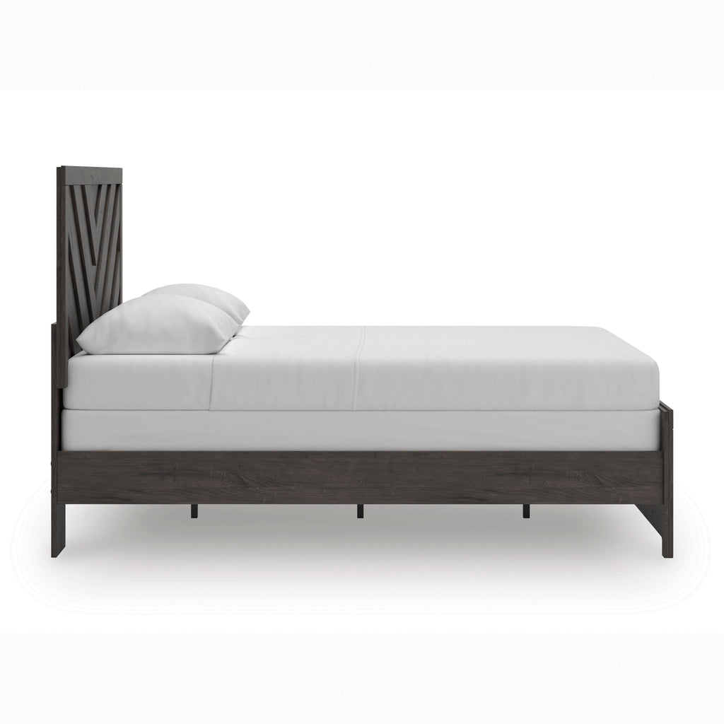 Prendonea Queen Panel Bed, Dresser, Mirror, Chest and 2 Nightstands, Charcoal